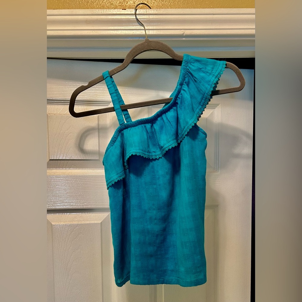 One-Shoulder Blue Girls Top